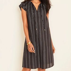 ⬇️ ANN TAYLOR | Metallic Stripe Tie Neck Shift Dress | NWT | Women’s Size: 8
